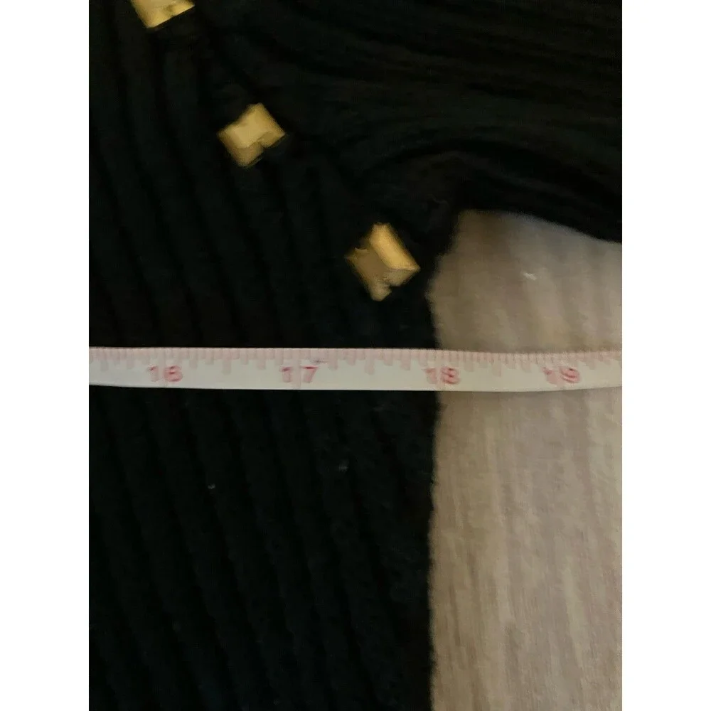 Michael - Michael Kors Black Sweater Size Medium Gold Studs Ribbed Longer Back
